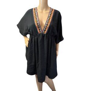 (5 for $25) Festival Mini Dress with Tribal Embroidered Trim Size Medium NWOT